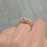 18k Yellow Gold Lab Grown Pear Shaped Trilogy Diamond Set Ring - Image 4