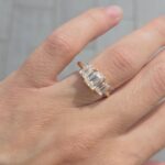 18k Yellow Gold Lab Grown Emerald Cut Trilogy Diamond Set Ring - Image 5