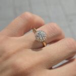 18k Yellow Gold Lab Grown Round Diamond Set Halo Ring - Image 9