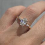 18k Yellow Gold Lab Grown Oval Trilogy Diamond Set Ring - Image 9