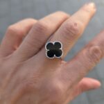 925 Sterling Silver Clover Onyx Ring - 14 mm - Image 7