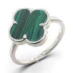 925 Sterling Silver Clover Malachite Ring - 14 mm - Image 4