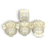 925 Sterling Silver Yellow Gold-Plated 3 Monkey Heads Cz Pendant