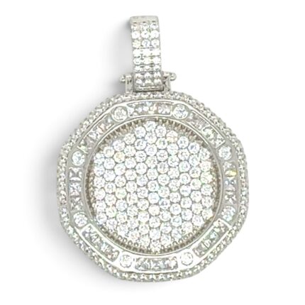 925 Sterling Silver Hexagon Cz Pendant