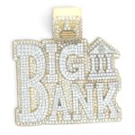 925 Sterling Silver Yellow Gold-Plated Big Bank Cz Pendant