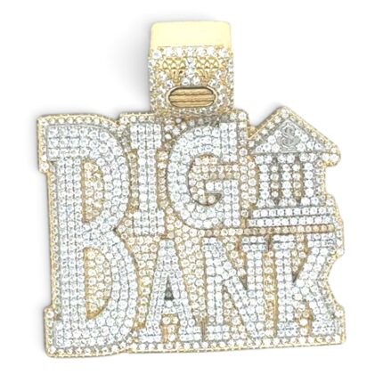 925 Sterling Silver Yellow Gold-Plated Big Bank Cz Pendant