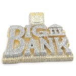 925 Sterling Silver Yellow Gold-Plated Big Bank Cz Pendant - Image 2