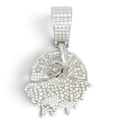 925 Sterling Silver Drippy Cz Pendant
