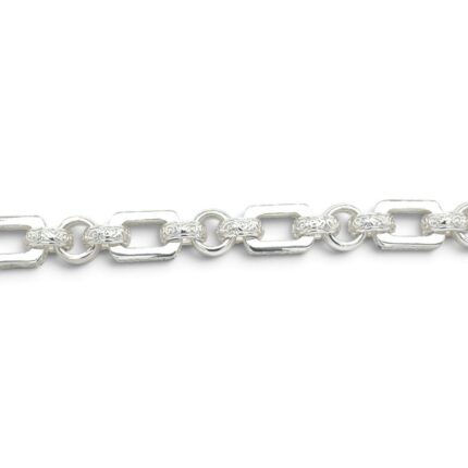 925 Sterling Silver Patterned Gypsy Link Belcher Bracelet - 9 mm