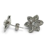 925 Sterling Silver Flower Shaped Cz Stud Earrings - Image 3