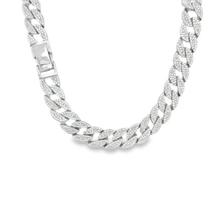 925 Sterling Silver Cz Cuban Chain  - 10.5 mm