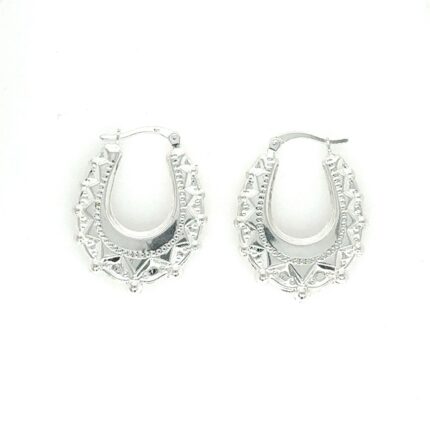 925 Sterling Silver Creole Earrings - 35 mm