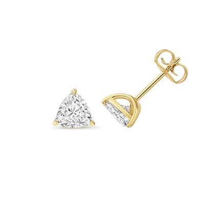 9k Yellow Gold Lab Grown Diamond Trillion Cut Stud Earrings