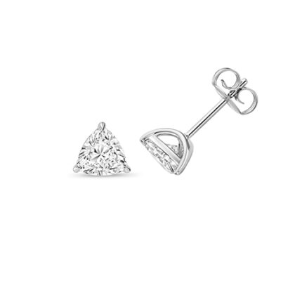 9k White Gold Lab Grown Diamond Trillion Cut Stud Earrings