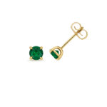 9k Yellow Gold Lab Grown Emerald Stud Earrings