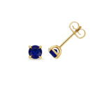 9k Yellow Gold Lab Grown Sapphire Stud Earrings