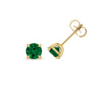 9k Yellow Gold Lab Grown Emerald Stud Earrings - Image 2