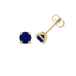 9k Yellow Gold Lab Grown Sapphire Stud Earrings - Image 2
