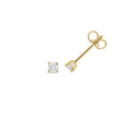 9k Yellow Gold Lab Grown Diamond Round Cut Stud Earrings - Image 4