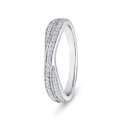 950 Platinum Double Row Crossover Natural Diamond Channel Set Eternity Ring - 4.2 mm