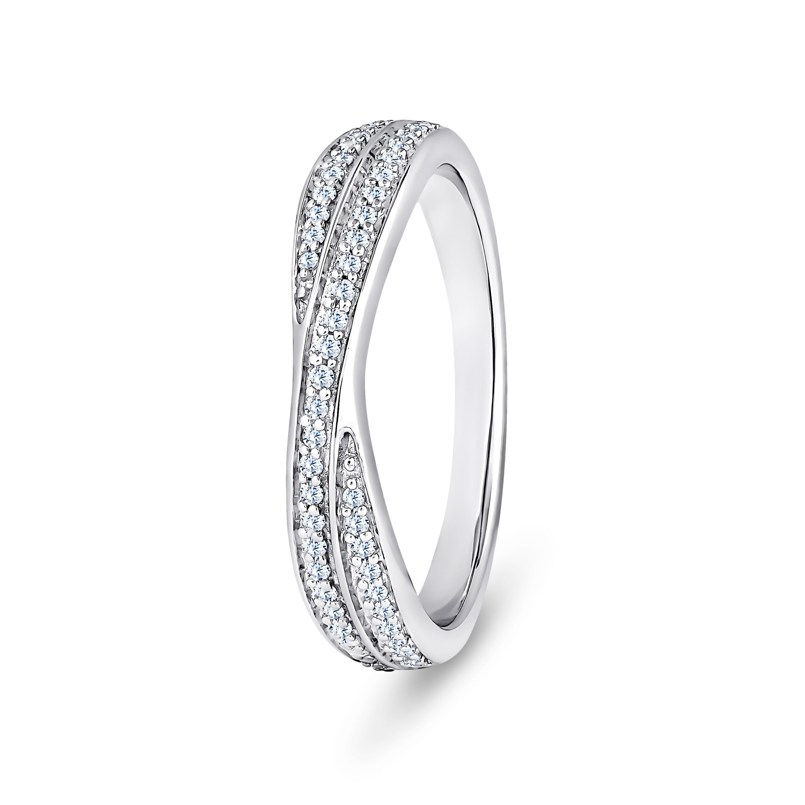 950 Platinum Double Row Crossover Natural Diamond Channel Set Eternity Ring - 4.2 mm - Image 1
