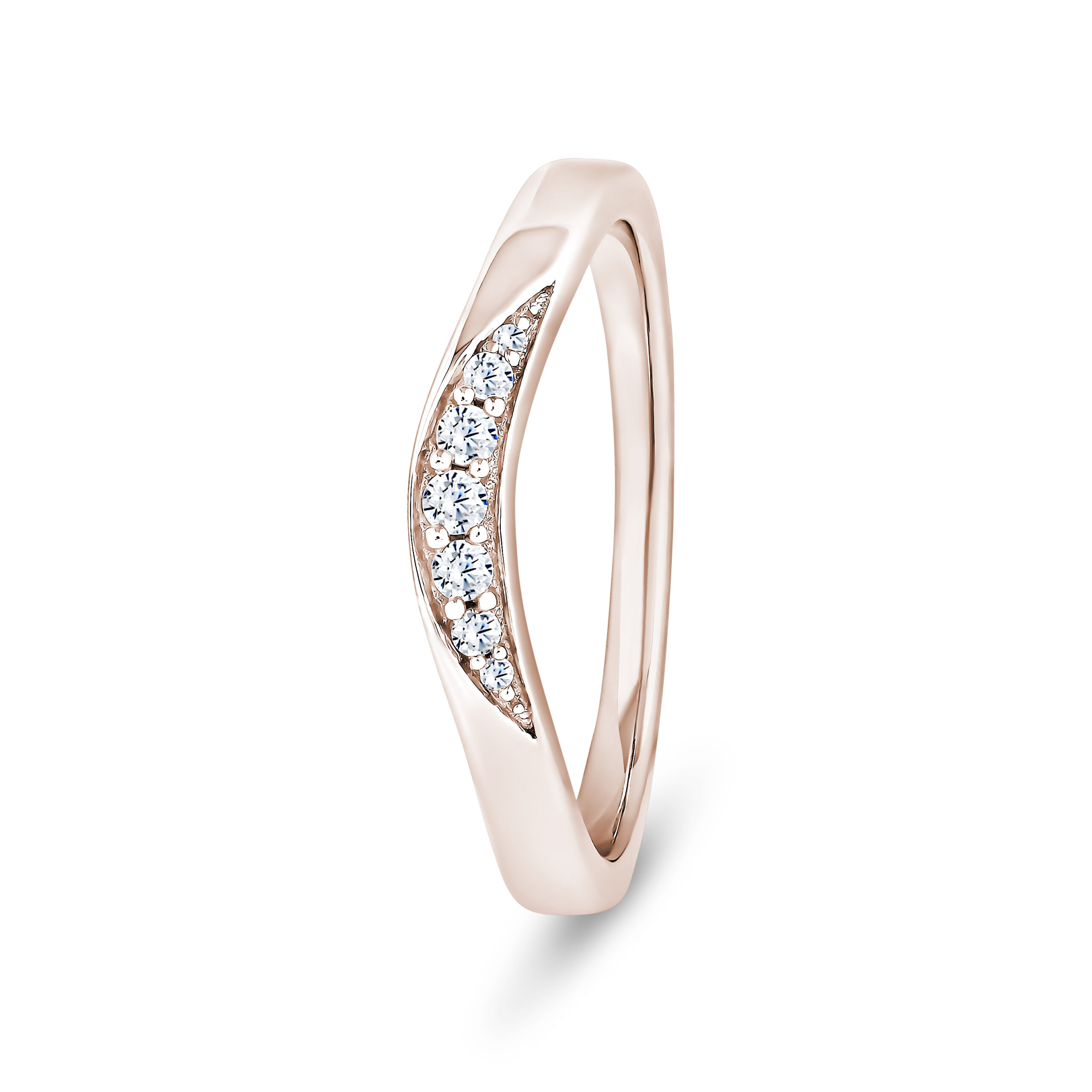18k Rose Gold Slight V - Shaped Natural Diamond Channel Set Eternity Ring - 2.4 mm - Image 1