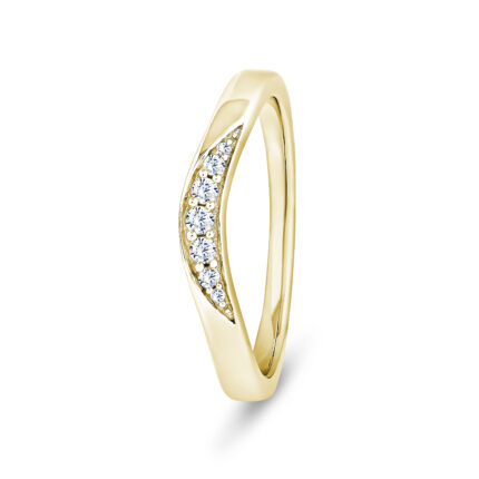 9k Yellow Gold Slight V - Shaped Natural Diamond Channel Set Eternity Ring - 2.4 mm