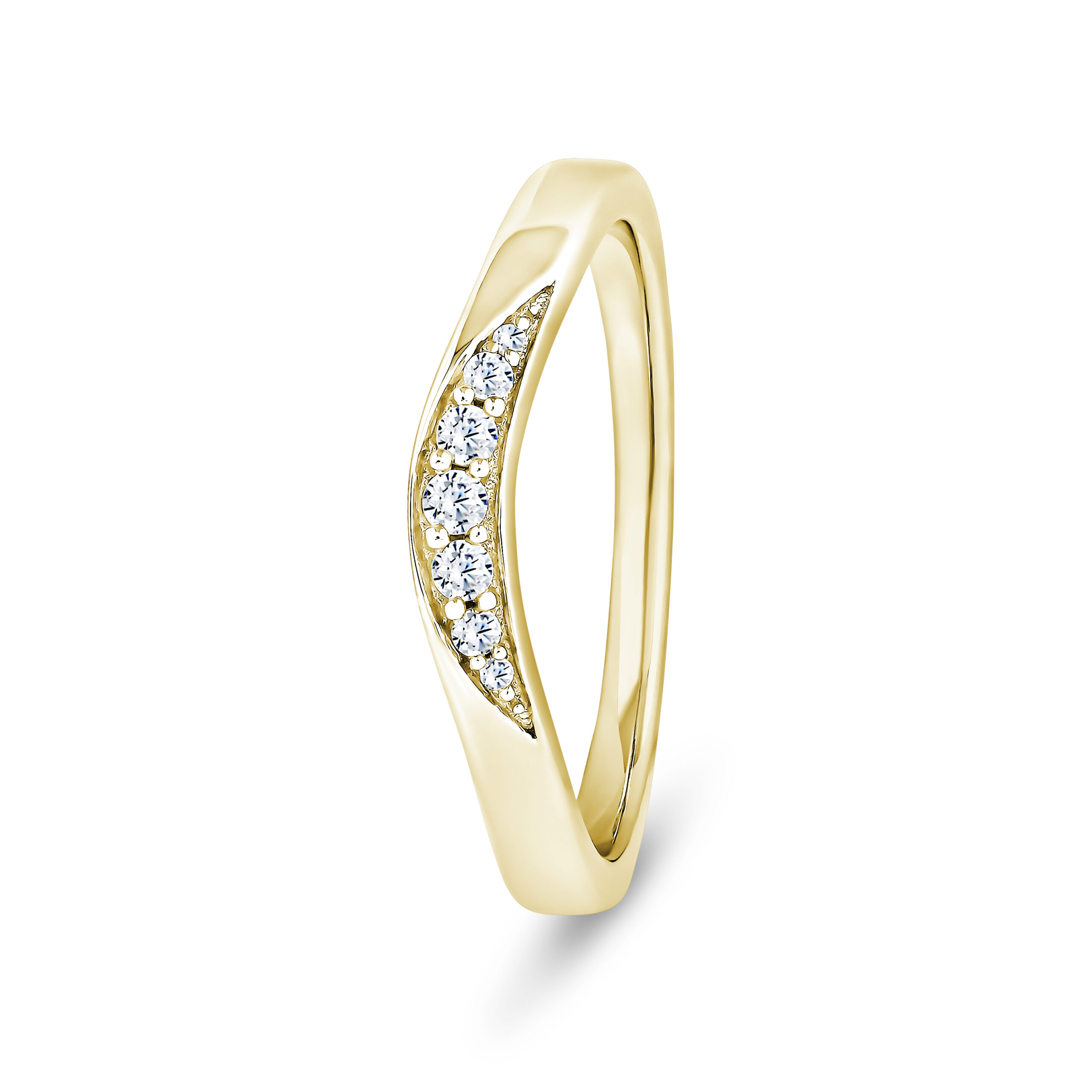 9k Yellow Gold Slight V - Shaped Natural Diamond Channel Set Eternity Ring - 2.4 mm - Image 1
