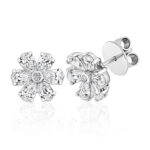 925 Sterling Silver Flower Shape Pear Cut Cz Stud Earrings - 5x3 mm