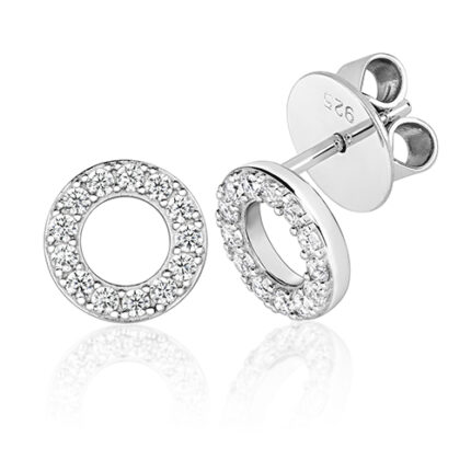 925 Sterling Silver Grain Set Circle Thread Stud Earrings