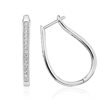 925 Sterling Silver Grain Set Horseshoe Hoop Earrings