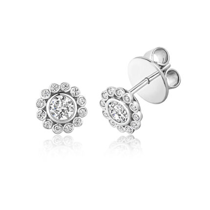 925 Sterling Silver Cluster Stud Earrings - 4 mm