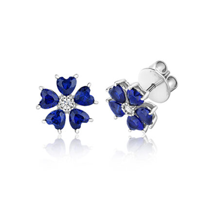 925 Sterling Silver Round and Heart Cluster Flower Cz Stud Earrings - 4x2.2 mm