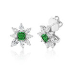 925 Sterling Silver Pear and Asscher Cut Cluster Flower Cz Stud Earrings - 4.5 mm