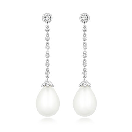 925 Sterling Silver Pearl and Round Drop Earrings - 16x10x4 mm
