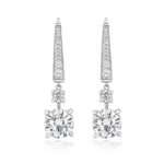 925 Sterling Silver Graduated Claw Set Round Drop Earrings - 8 mm