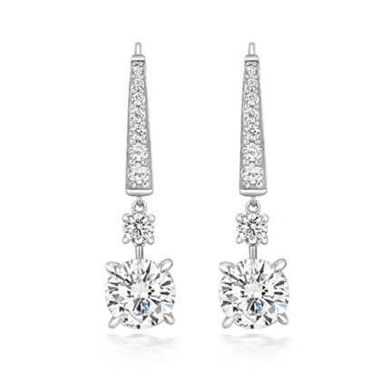 925 Sterling Silver Graduated Claw Set Round Drop Earrings - 8 mm