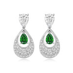 925 Sterling Silver Pave Pear Drop Earrings - 5x7x6x4 mm - Image 2
