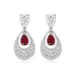 925 Sterling Silver Pave Pear Drop Earrings - 5x7x6x4 mm - Image 3