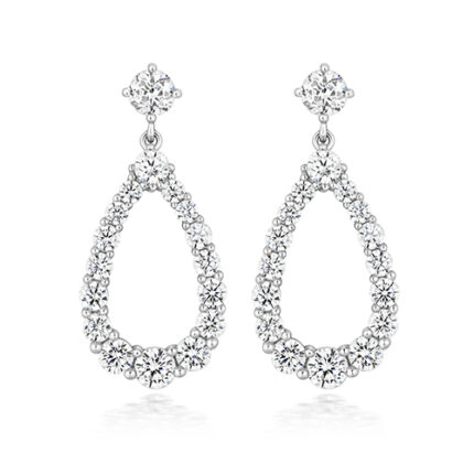 925 Sterling Silver Claw Set Pear Shape Round Cz Drop Earrings