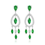 925 Sterling Silver Fancy Pear Marquise and Round Cut Cz Drop Earrings - Image 2