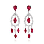 925 Sterling Silver Fancy Pear Marquise and Round Cut Cz Drop Earrings - Image 3