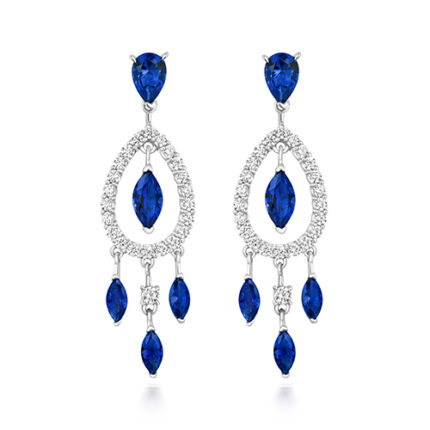 925 Sterling Silver Fancy Pear Marquise and Round Cut Cz Drop Earrings