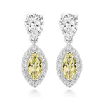 925 Sterling Silver Halo Style Marquise and Pear Drop Earrings - 8x4x7x5 mm - Image 2