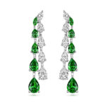 925 Sterling Silver Double Graduated Claw Set Pear and Marquise Cut Drop Earrings - Image 2
