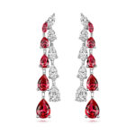 925 Sterling Silver Double Graduated Claw Set Pear and Marquise Cut Drop Earrings - Image 3