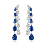 925 Sterling Silver Double Graduated Claw Set Pear and Marquise Cut Drop Earrings