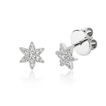 925 Sterling Silver 6 Point Cz Star Stud Earrings