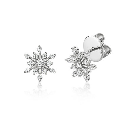 925 Sterling Silver Snowflake Cz Stud Earrings