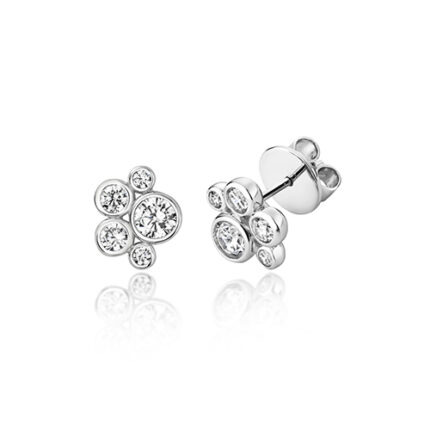 925 Sterling Silver Rubover Cluster Studs Earrings